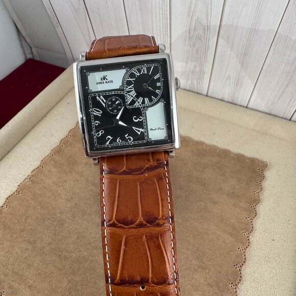 Square ADEE KAYE AK410-M Multi Dual Time Men's Quartz Wristwatch Like New WT - Picture 3 of 9